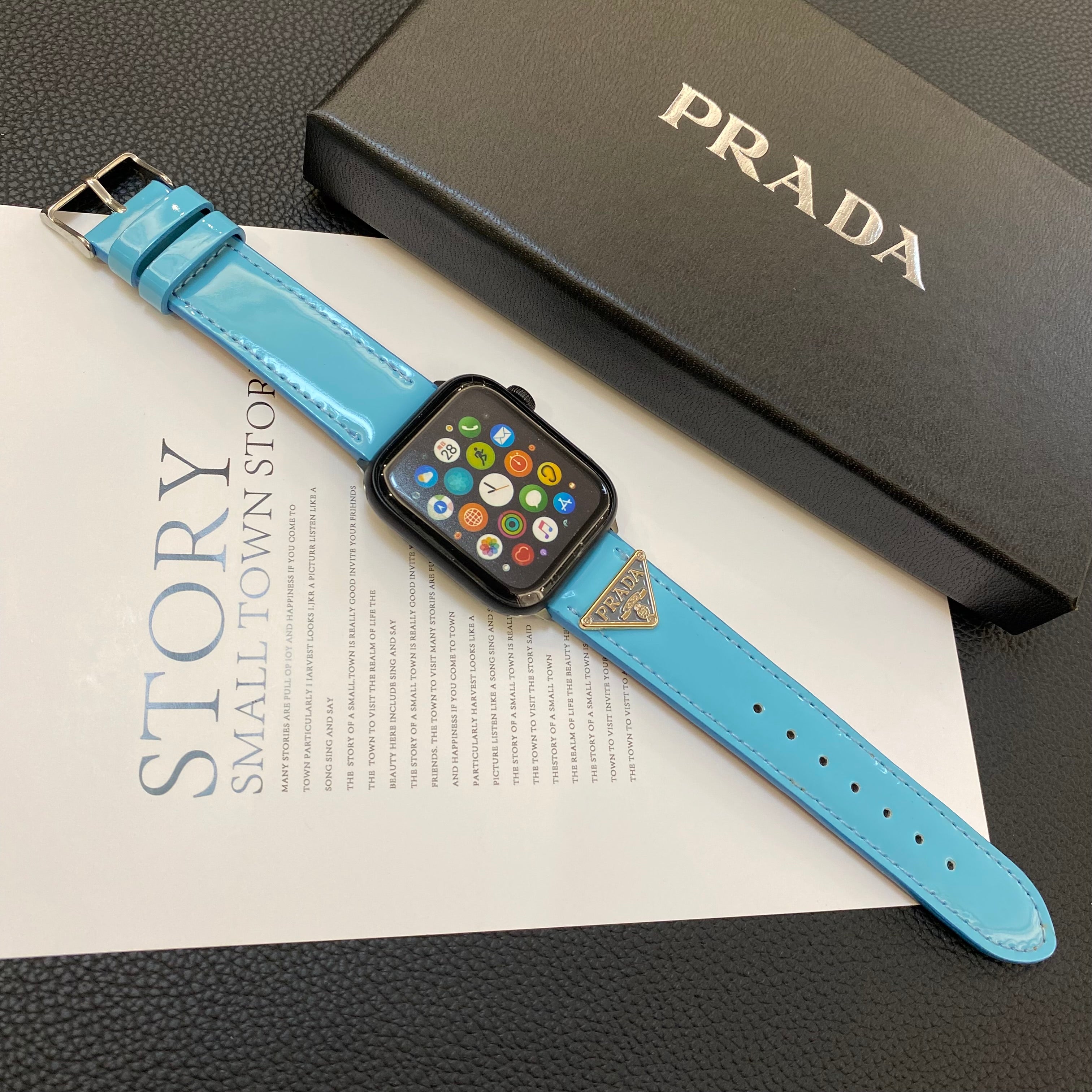 Bracelet Prada Apple Watch Bleu-LPK240509