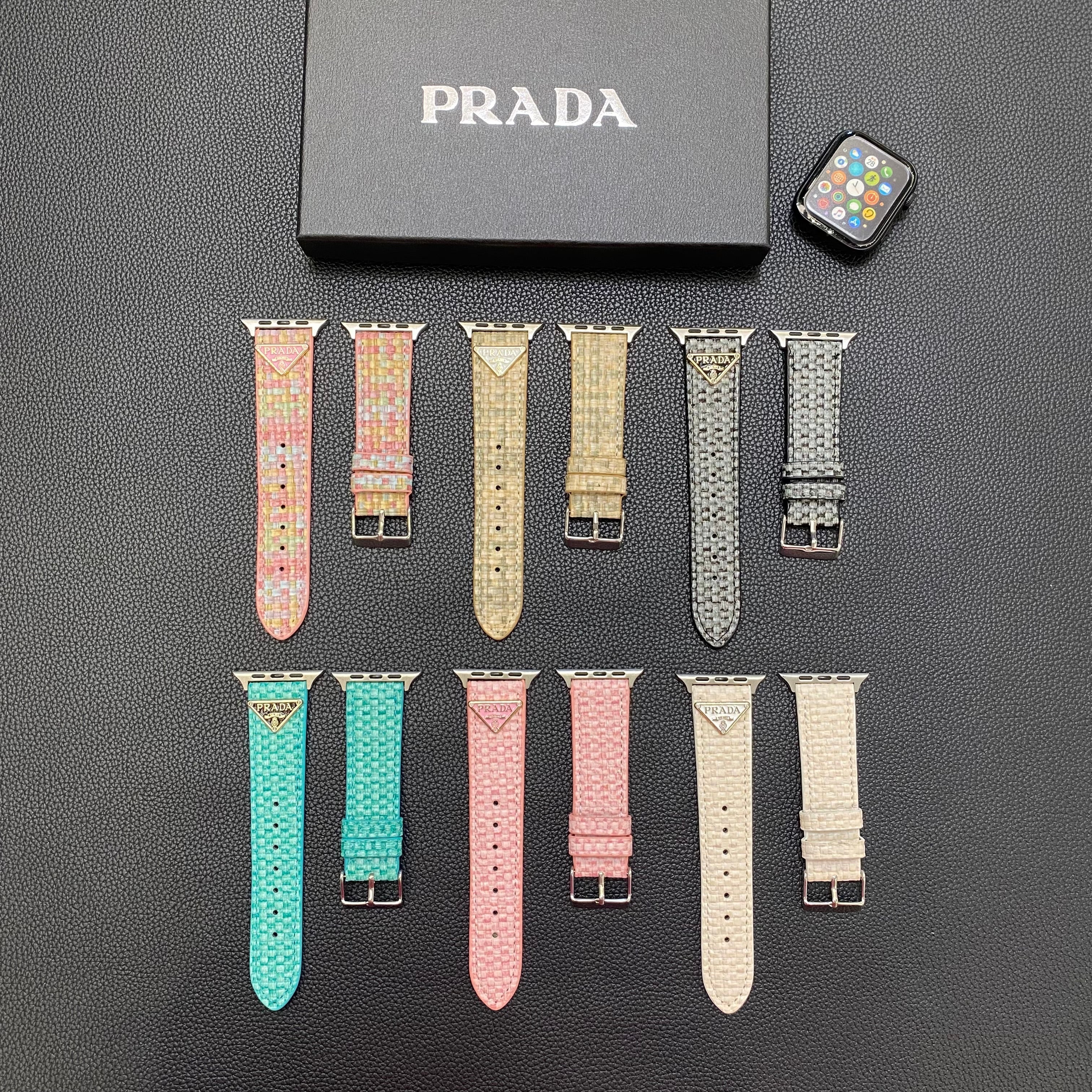 Bracelet tricoté Prada Apple Watch Rose-BZK240509